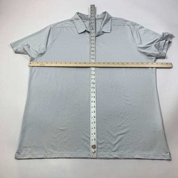 Nike Polo Shirt Mens 2XL Ash Grey White Striped Golf Dri Fit Control Performance - Picture 4 of 9